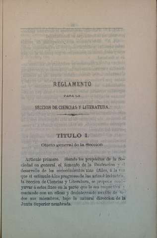 Reglamento de la Seccion de Ciencias y Literatura