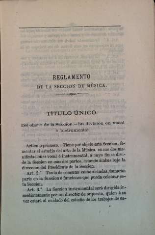 Reglamento de la secion de Música