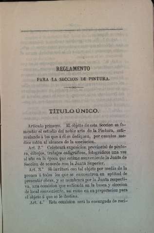Reglamento para la seccion de Pintura