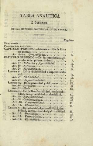 Tabla analitica ó índice de las materias contenidas en esta obra