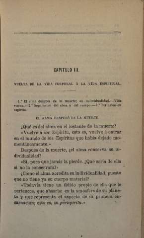 Capitulo III. Vuelta de la vida corporal á la vida espiritual