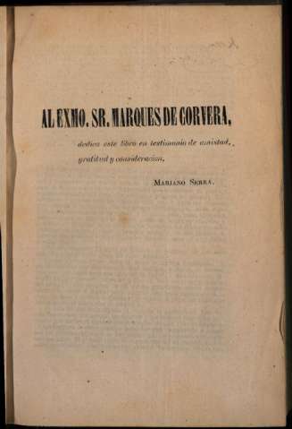 Al exmo. sr. marqués de Corvera