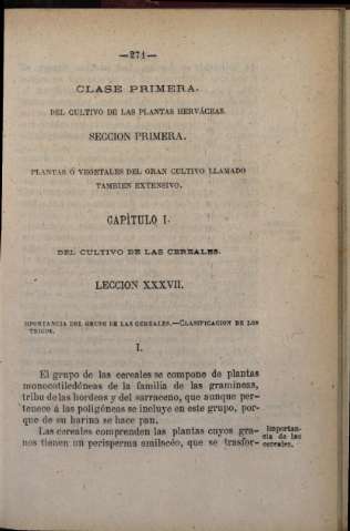 Clase Primera. Del cultivo de las plantas herváceas  -  Seccion Primera. Plantas o vegetales del gran cultivo llamado también extensivo