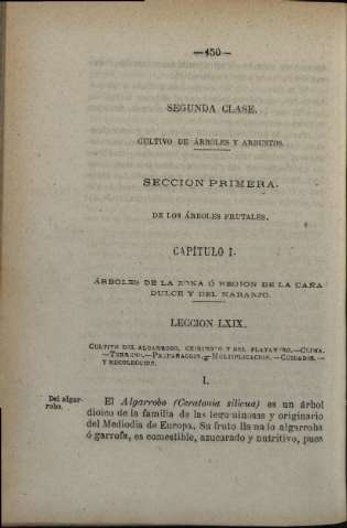 Segunda Clase. Cultivo de árboles y arbustos  -  Seccion Primera. De los árboles frutales  