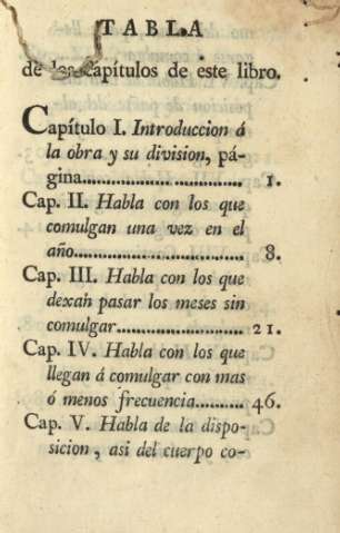 Tabla de los capítulos de este libro