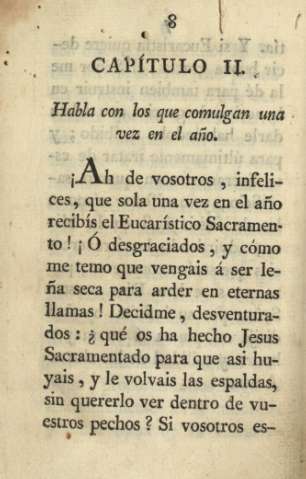 Capítulo II. Habla con los que comulgan una vez en el año