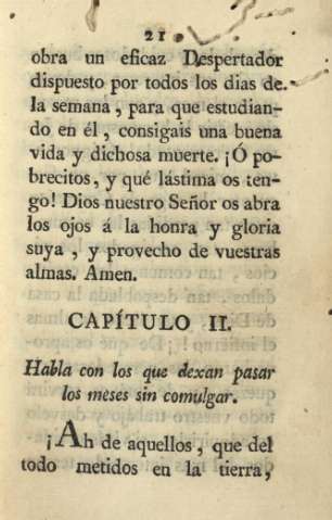Capítulo II. Habla con los que dexan pasar los meses sin comulgar