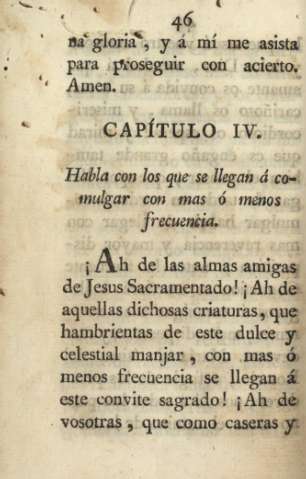 Capítulo IV. Habla con los que se llegan á comulgar con mas ó menos frecuencia
