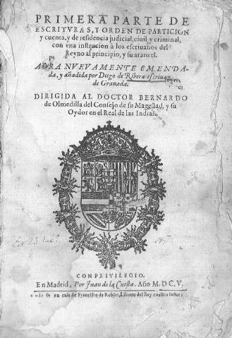 Primera parte de escritvras, y orden de particion y cuenta, y de residencia ...