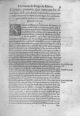 Escrituras de Diego de Ribera. Capitulo primero, que trata con los escriuanos del reyno...