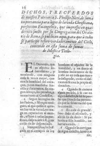Dichos, y recverdos de nuestro Patriarca S. Phelipe Neri...