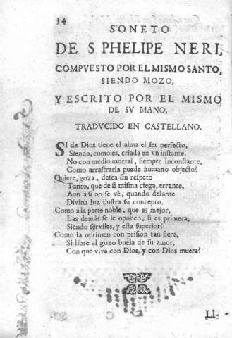 Soneto de S.Phelipe Neri...