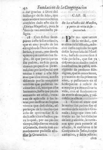Cap. II. De los estudios del Maestro, y parte de vida de su juventud