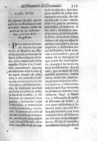 Cap. XVIII. De algunos sucessos que le passaron en Madrid... 