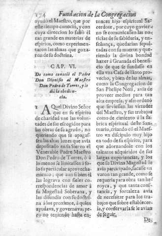 Cap. VI.  De como conociò el Padre Don Dionisio al Maestro Don Pedro de Torres...
