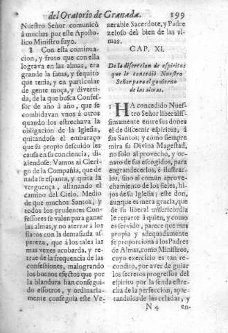 Cap. XI. De la discrecion de espiritus que le concediò Nuestro Señor para el gouierno de las almas