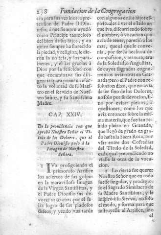 Cap. XXIV. De la prouidencia con que Nuestro Señor el titulo de los Dolores...