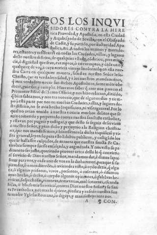 Nos los inqvisidores contra la heretica Pravedad, y Apostasia, en esta ciudad y Arçobispado de Sevilla, con el Obispad