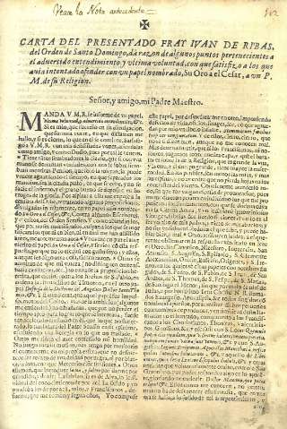 Carta del presentado Fray Ivan de Ribas, del Orden de Santo Domingo...