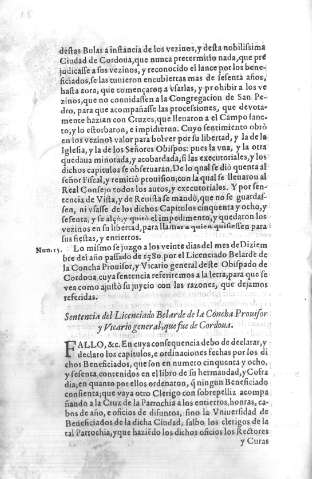 Sentencia del Licenciado Belarde de la Concha Prouisor  y Vicario general, que fue de Cordoua...