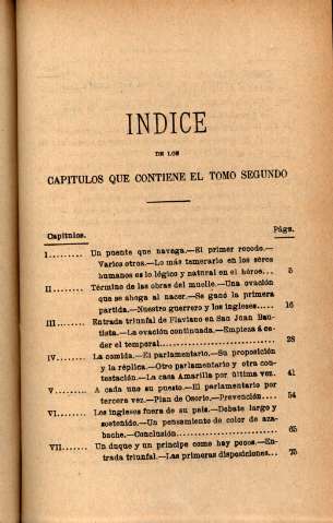 Indice de los capitulos que contiene el tomo segundo