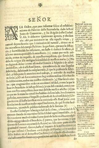 Señor. A la orden, que para informar sobre el restablecimiento de fabricas deste reynado ha dado la real Junta de Comercios...