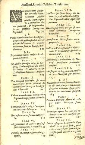 Antidoti Alterius Syllabus Titulorum