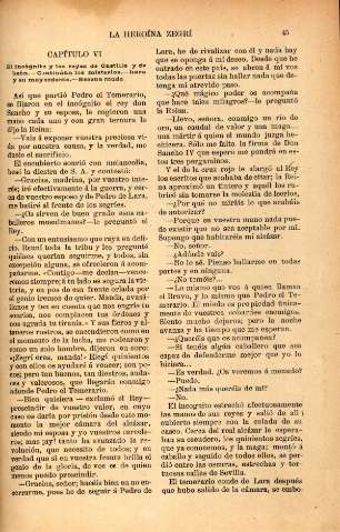 Capítulo VI. El incógnito y los reyes de Castilla y de León. Continúan los misterios. Lara y su mayordomo. Escena muda