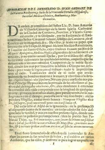 Aprobacion del Licenciado D. Ivan Ordoñez de la Varrera...