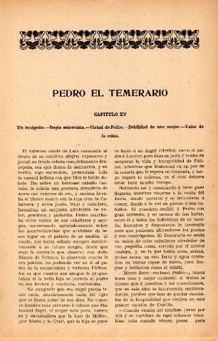 Pedro el Temarario. Capitulo XV. Un incógnito. Regia entrevista, Virtud de Pedro ...