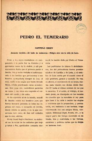 Pedro el Temerario. Capitulo XXXIV. Anuncio terrible. El baile de máscaras ...