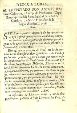 Dedicatoria. Al Licenciado Don Andrés Ramirez Calderon...