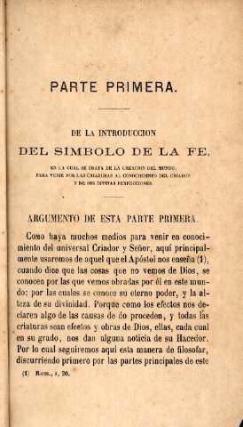 Parte primera. De la introduccion del símbolo de la fe