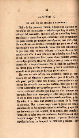 Capítulo V. Del sol, de sus efectos y hermosura