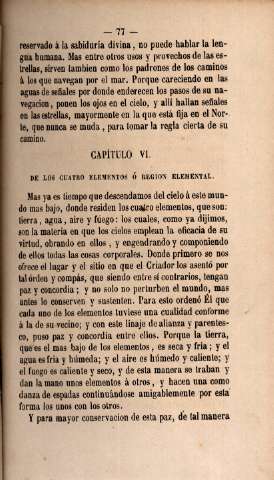 Capítulo VI. De los cuatro elementos ó region elemental