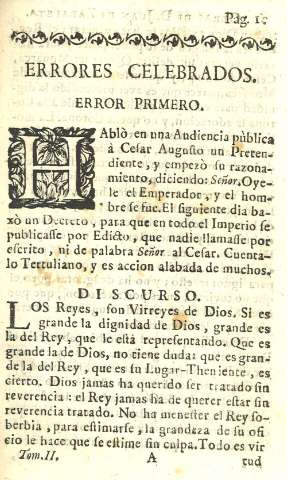 Errores celebrados. Error Primero