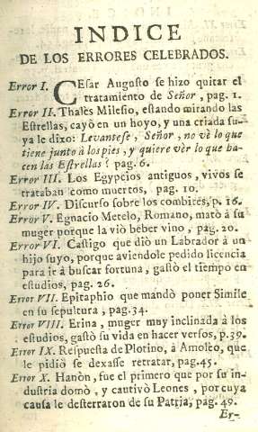 Indice de los Errores Celebrados