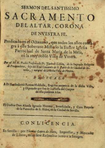 Sermon del Santissimo Sacramento del Altar, corona de nuestra fe