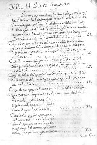 Tabla del Libro Segundo