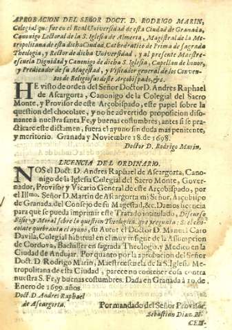 Aprobacion del Señor Doct. D. Rodrigo Marin