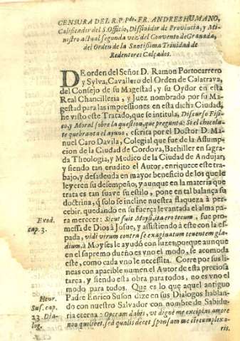 Censura del R.P.Pdo Fr. Andres Humano