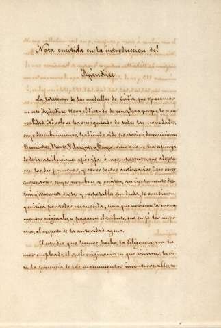 'Nota omitida en la introduccion del 'Apéndice.