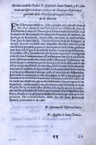 Aprobacion de los Padres F. Agustin de Santo Tomás...