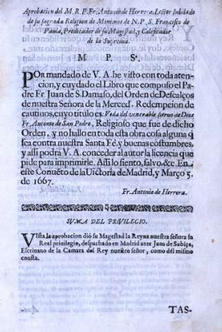 Aprobacion del M.R.P. Fr. Antonio de Herrera...