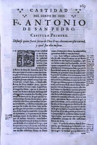 Castidad del siervo de Dios Fr. Antonio de San Pedro. Capitulo Primero