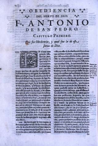 Obediencia del siervo de Dios. Fr. Antonio de San Pedro. Capitulo Primero