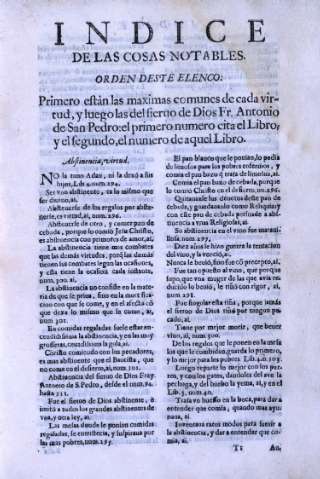Indice de las cosas notables. Orden deste elenco