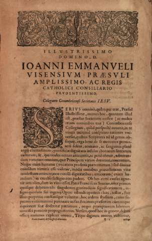 Illvstrissimo Domino, D. Ioanni Emmanveli...