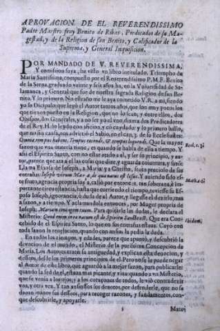Aprovacion de el Reverendissimo Padre Maestro fray Benito de Ribas...