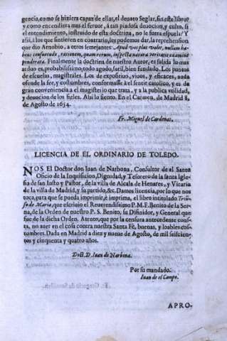 Licencia de el Ordinario de Toledo
